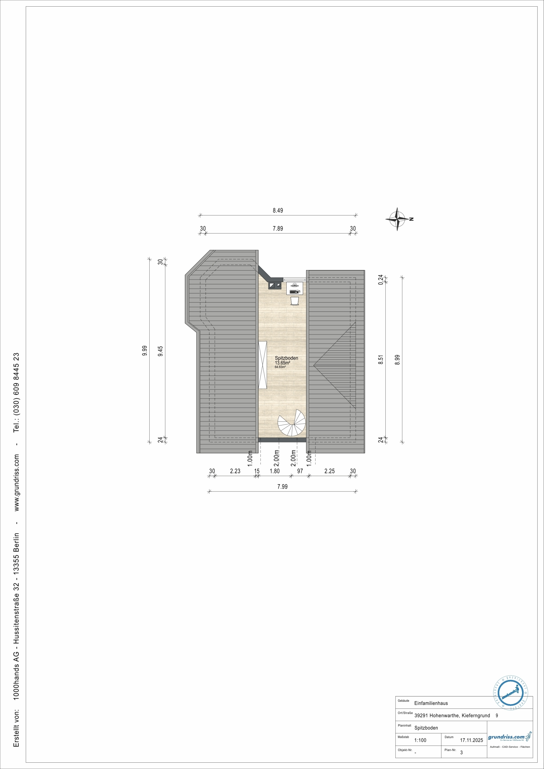Grundriss Spitzboden