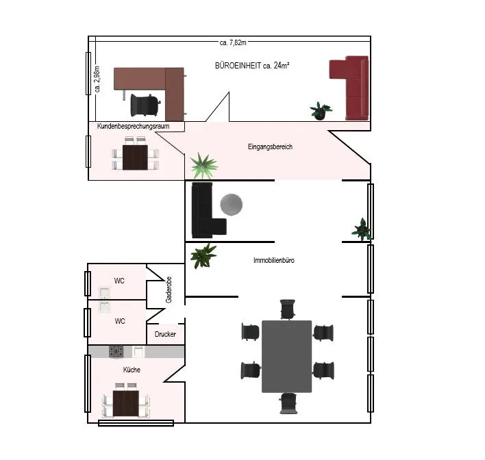 MODERNES | MÖBLIERTES BÜRO IN ATTRAKTIVER GESCHÄFTSLAGE - Grundriss Büro (19196596)