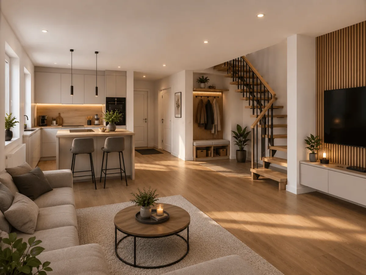Küche und Wohnzimmer visualisiert