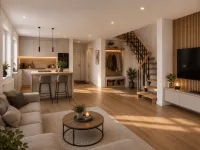Küche und Wohnzimmer visualisiert